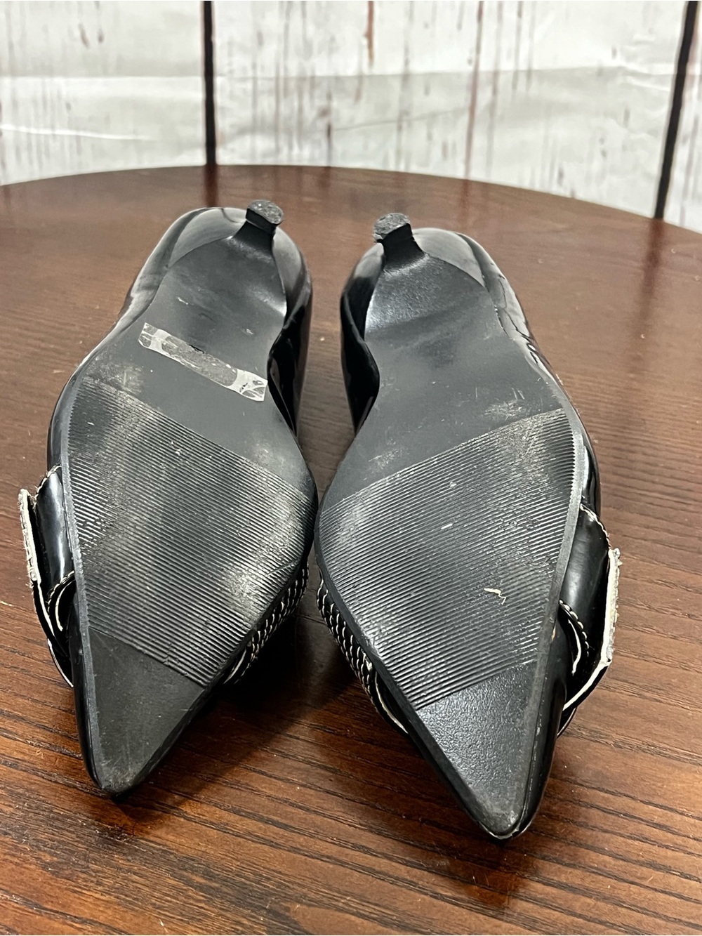 BKE Sole Black Pointed Toe Women's Kitten Heel with Decorative Buckle 6 Y2K - Picture 11 of 12